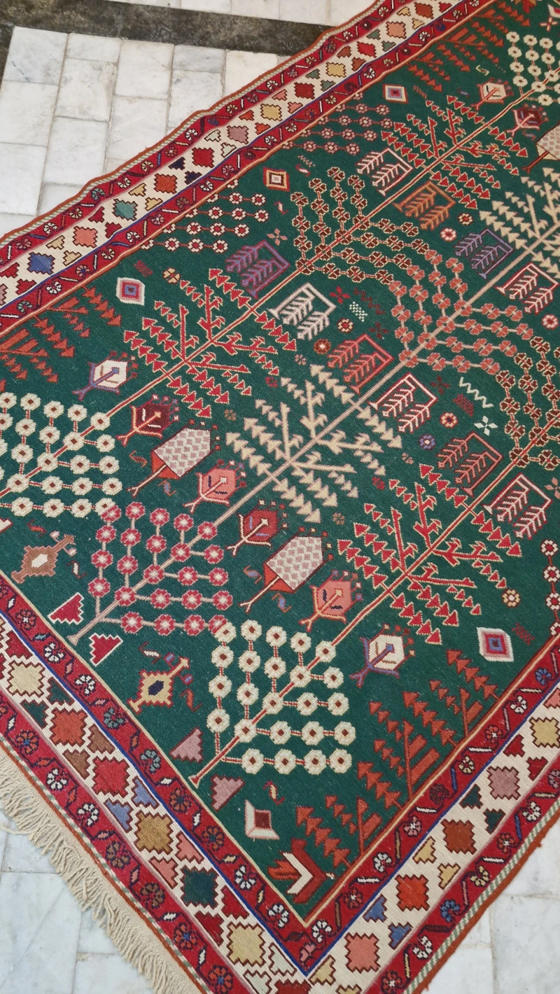 تصویر گلیم گلیم قالیچه طرح درختی | گلیم گستران